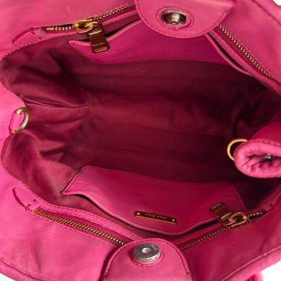 MIU MIU TWO-WAY NAPPA MATELASSE FUSCHIA HANDBAG - Picture 8 of 10